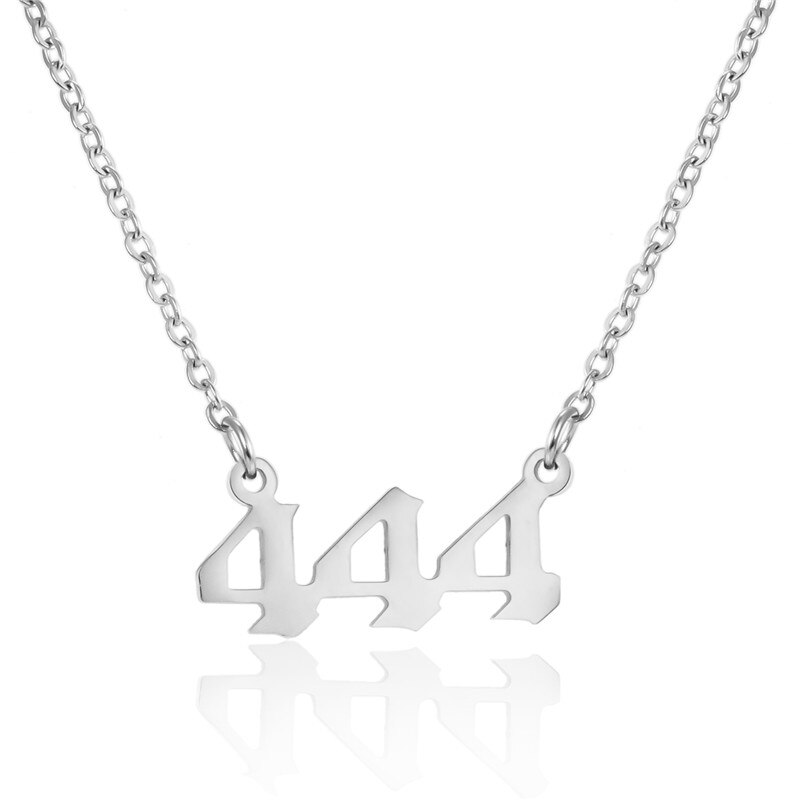 Stainless Steel Angel Number Necklace 111 222 333 444 555 666 777 888 999 For Women Men Lucky Number Chain Necklaces Jewelry: Silver 4