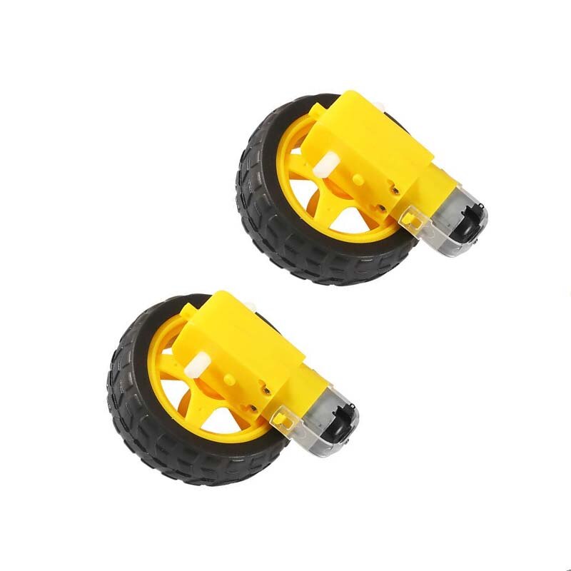Electric Motor Gearbox Engine For arduino Car Tire Yellow Wheel with Plastic TT Motor 3-6V Dual Shaft Gear Motor TT Magnetic: 2xMotor 2xWheel