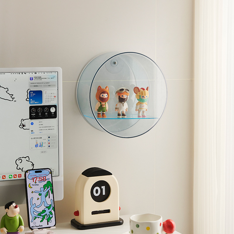 ‌ Vitrina redonda montada en la pared de 25 cm de diámetro – Gabinete de pared transparente con vista transparente | Organizador de decoración de pared: green