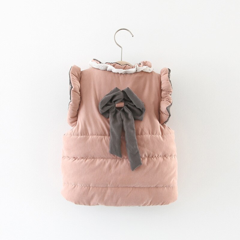 Kinderen Vest Meisjes Winter Lente Warm Vesten Zoete Vest voor Baby Meisjes Terug Strik Cartoon Baby Kleding Kid Tops jassen: Roze / 12m