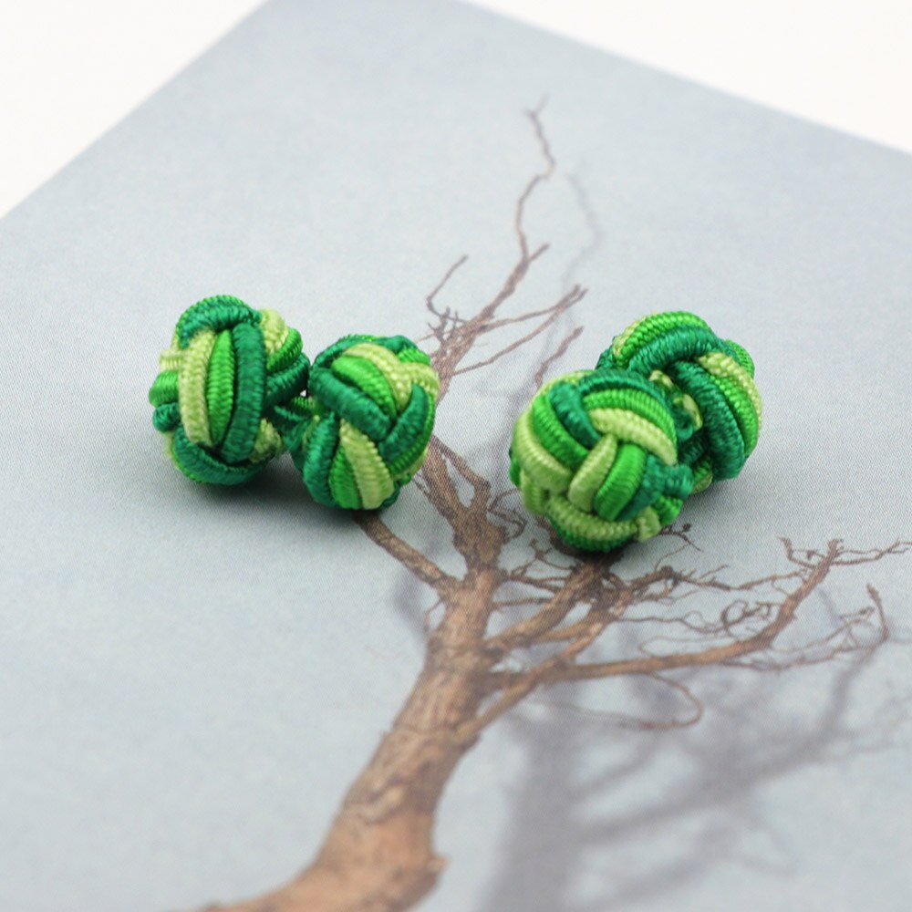 Novità nodi di Seta CufflinksMixed Tre Colori FAI DA TE Intrecciato Handmade Elastico Corda Doppia Sfera Gemelli Per Gli Uomini Regalo NO.1-20: 15