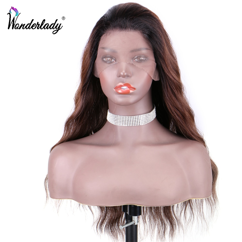 WonderLady OP430# Ombre Wigs For Women Black Brown Color Synthetic Lace Front Wigs With Baby Hair Natural Hairline Free Part 22"
