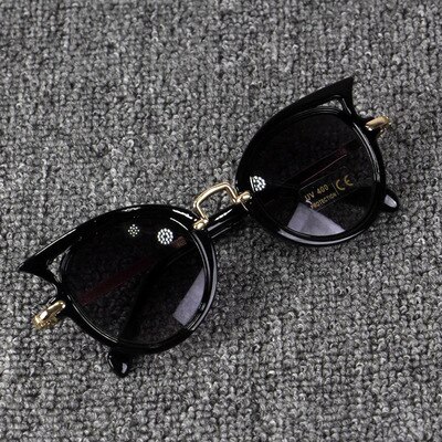 Koreaanse Mode Mannen En Vrouwen Baby Cat 'S Eye Zonnebril Uv-bescherming Kinderen Zonnebril Cross-Border Kids Zonnebril mode: Black