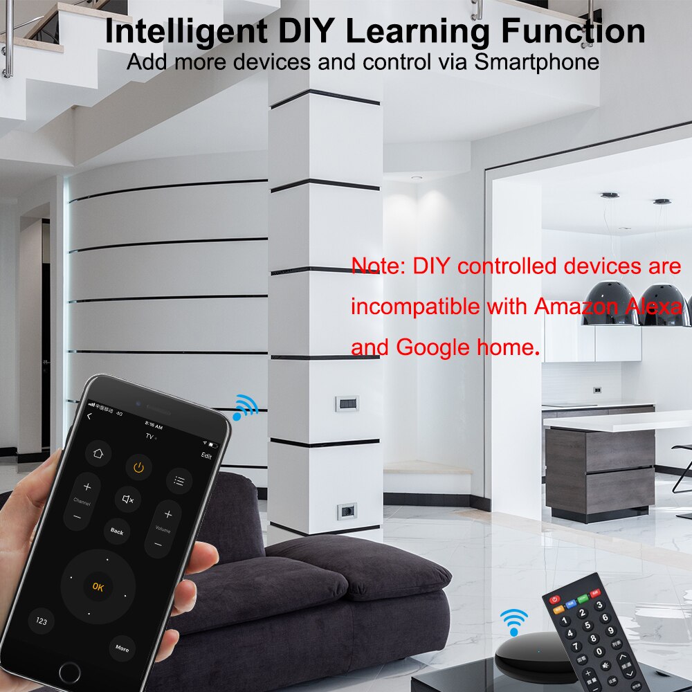 Tuya Smart IR Round Infrared Remote Controller for TV DVD AC Works with Alexa Google Home Smart Life App Remote Control