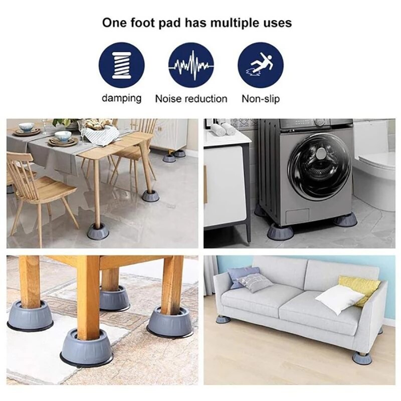 4PCS Anti Vibration Washing Machine Feet Pads Rubber Legs Silent Skid Raiser Mat for Washing Machine Support Refrigerator Base
