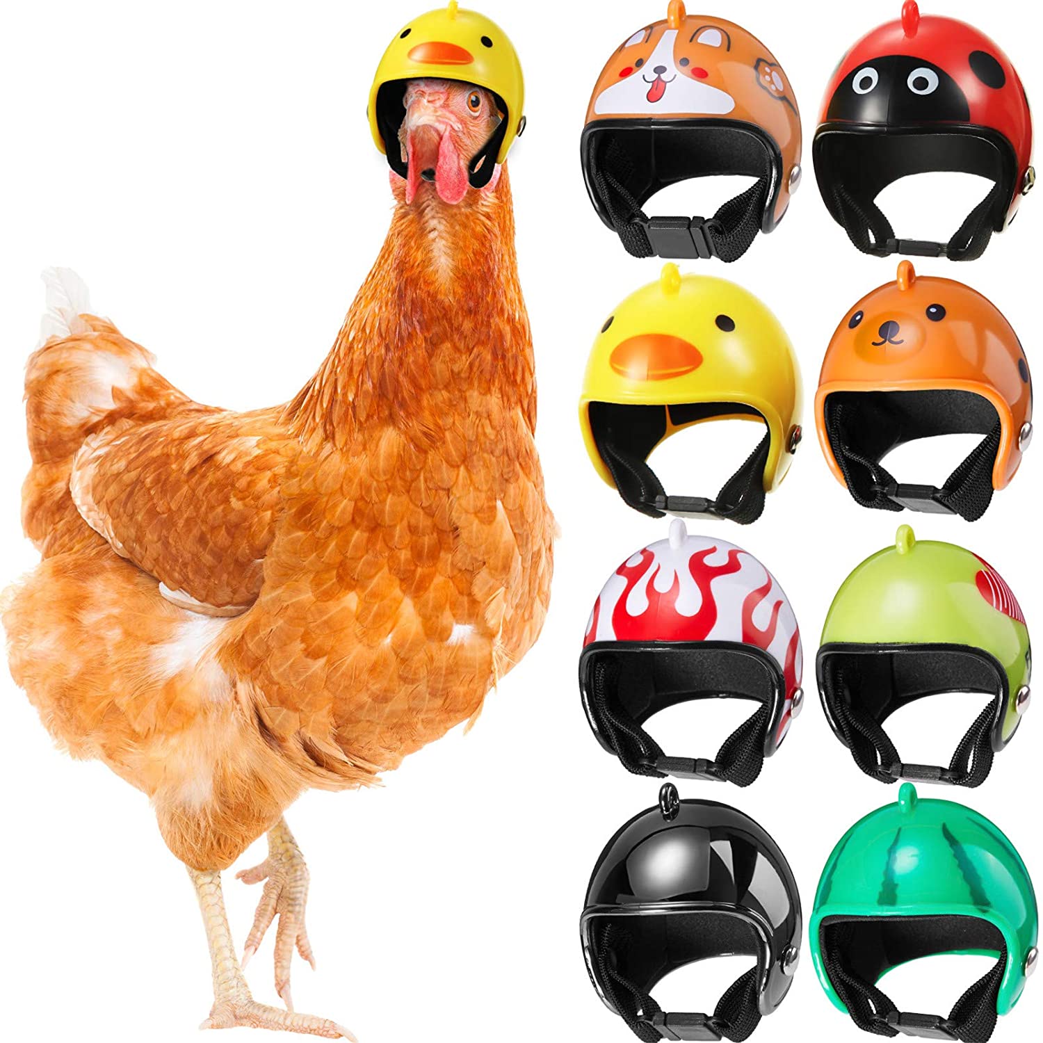 2 Stuks Pet Kip Helm Leuke Grappige Veiligheid Papegaaien Helm Bescherming Kleine Gevogelte Papegaai Helm Kippenhok Hoofd Decoratie