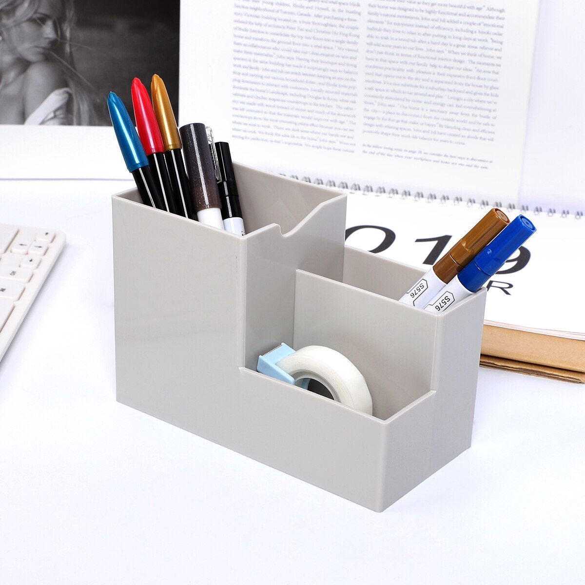 1pc Smart Phone Stand Desk Bracket With Multi-function Pen Pencil Holder Desk Decoration Mobile Phone Holder Organizer