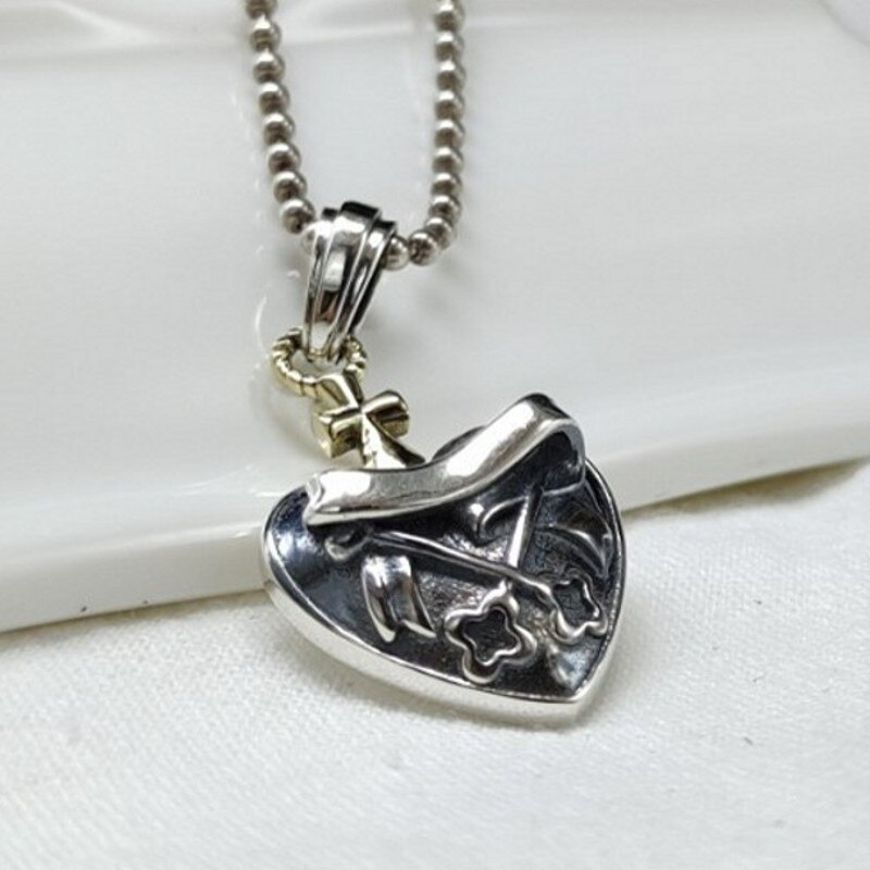 Bocai S925 Zilveren Sieraden Vintage Dubbelzijdig Solid Cross Hart Vrouw Hanger