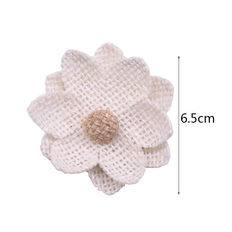 Têtes de roses artificielles en Jute, 5 pièces, fausses fleurs, Burlap, pour un mariage, un anniversaire, un mariage, un accessoire artisanal bricolage-même: B05-6.5cm-5pcs