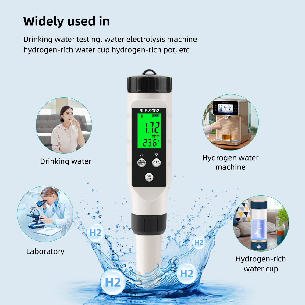 Blue Tooth Temperature H2 Hydrogen-rich Meter Digital Drinking Water Tester Smart Monitor Online Control for Laboratory
