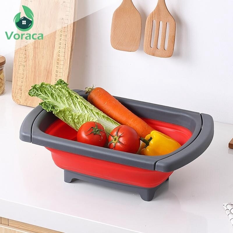 Plast bærbar foldbar picnic bassin rejse vask dræne frugt grøntsager vaskeværktøj holdbart dræningsværktøj køkkenkurv