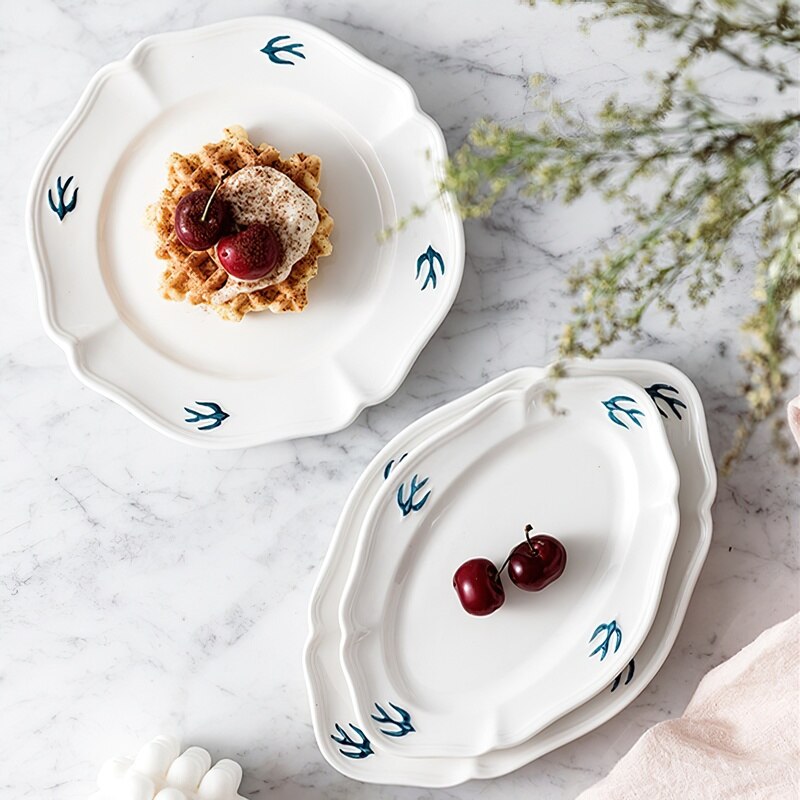 6/8/9 tommer keramiske middagstallerkener i japansk stil relief sluge desserttallerken kagefad restaurant husholdnings køkkenudstyr
