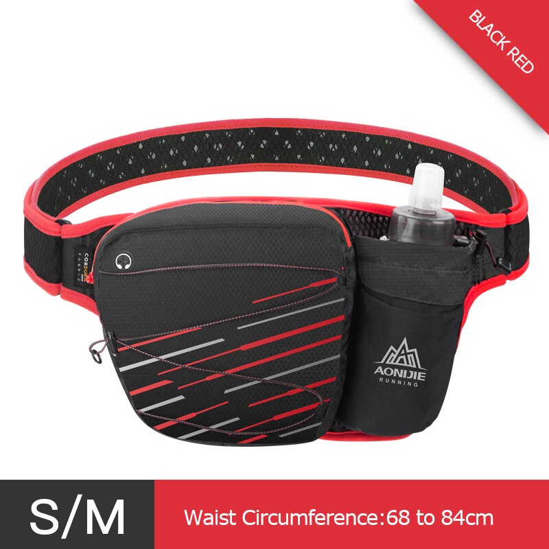 AONIJIE W949 Marathon Jogging Cycling Running Hydration Belt Waist Bag Pouch Fanny Pack Cell Phone Holder For 500ml Water Bottle: SM Black Red