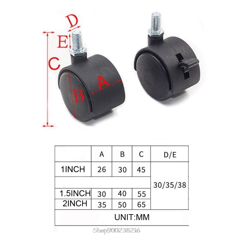 10Pcs/set Screw Furniture Universal Wheel Swivel Caster Wheels with Brake Protection for Home Hardware D24 20