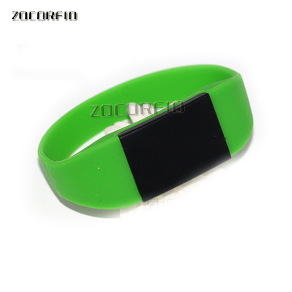 Silicone Rewritable 13.56Mhz UID Changeable MF 1K S50 NFC Bracelet RFID Wristband: Green