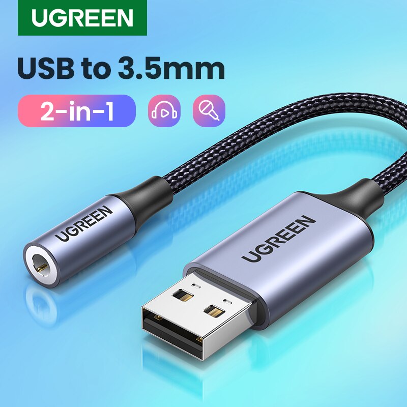 UGREEN Sound Card USB Audio Interface 3.5mm Sound Adapter for PC Laptop PS4 Earphone Speaker External USB Sound Card Audio Card