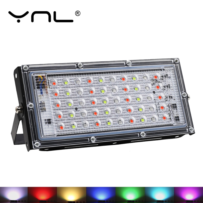 7 kleuren RGB SMD 50W Led-schijnwerper 220V IP65 Spotlight Outdoor Reflector LED Projector Spot Light Lamp waterdichte Schijnwerper