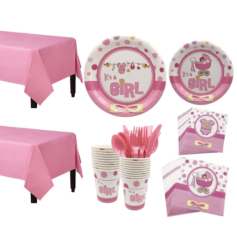 1Set Gender Reveal Napkin Cup Tablecloth Boy girl Balloon Kids baby Shower Birthday Birthday Favor Decoration Supplies