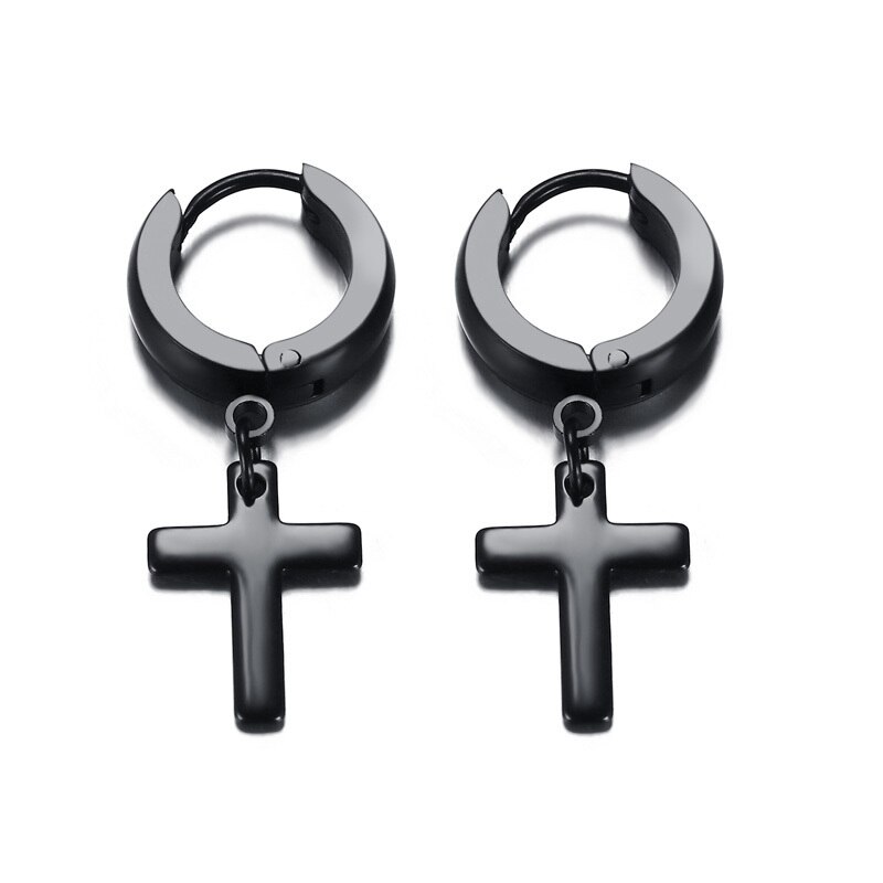 Stainless Steel Stud Earring with Cross Charm for Guys Men Earrings christmas Jewelry: style1