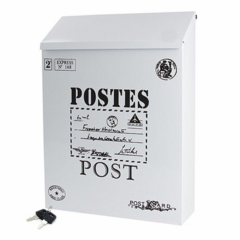 Retro outdoor mailbox withe key lock rain protection suggestion Metal Boxes Newspaper Letter Post Storage Home Garden Supplies