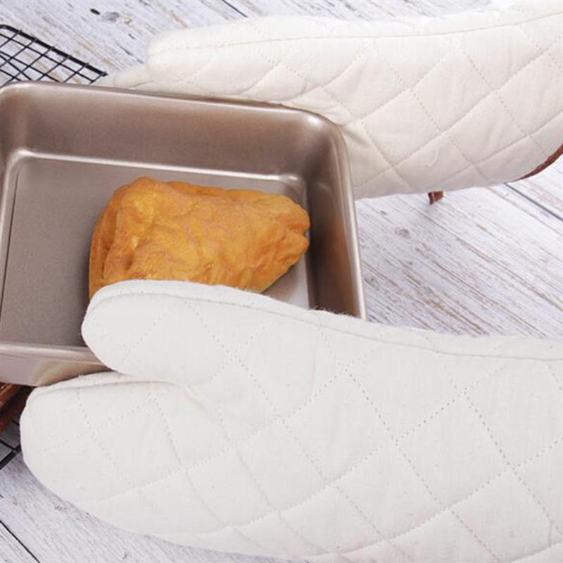 2 piezas de tela de algodón blanco guantes resistentes al calor cocina horno manopla utensilios de cocina para restaurante casero