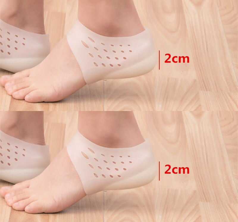 Media Plantilla de silicona, almohadillas invisibles para aumentar la altura, zapatos deportivos transpirables, almohadilla para aumentar el talón, almohadilla de masaje de pies: Skin 2cm 2Pair