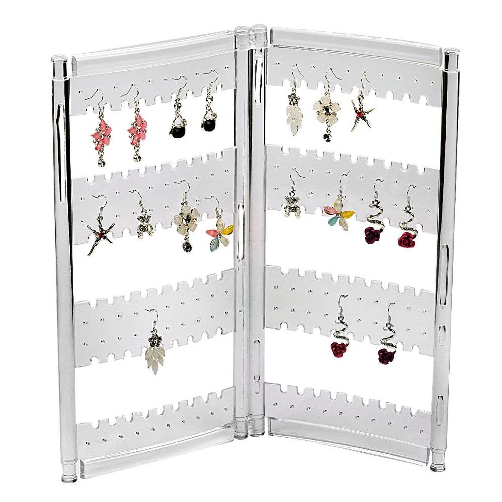 Earring Holder Jewelry Hanger Organizer Foldable Acrylic Jewelry Screen Display Stand Hanging Bracelets 2/3/4/5/6-Panel Holder