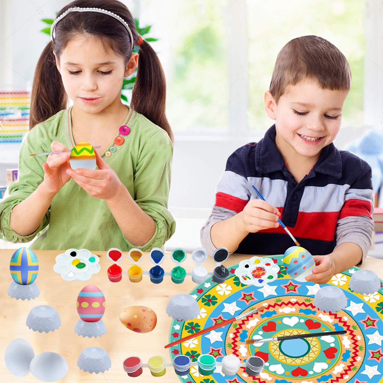 45PCS Easter Egg Painting Arts Crafts Kit for Kids Over 4+ Years