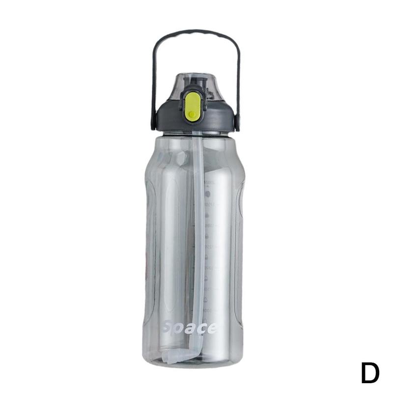 2000ml Large Capacity Waterbottle Water Bottle Sport Flask For Camping Hiking Tourism Travel Drink Water Bottle With Time Marker: Gray