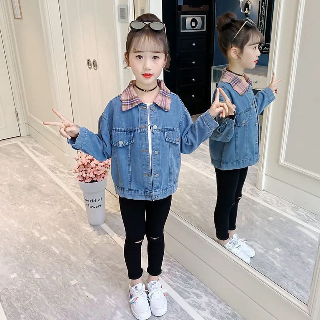 2022 Lente Meisjes Denim Jassen 3-13Years Kinderkleding Blauwe Vlinder Jas Voor Meisjes Koreaanse Stijl Kid 'S Meisje Jas 6 8 9
