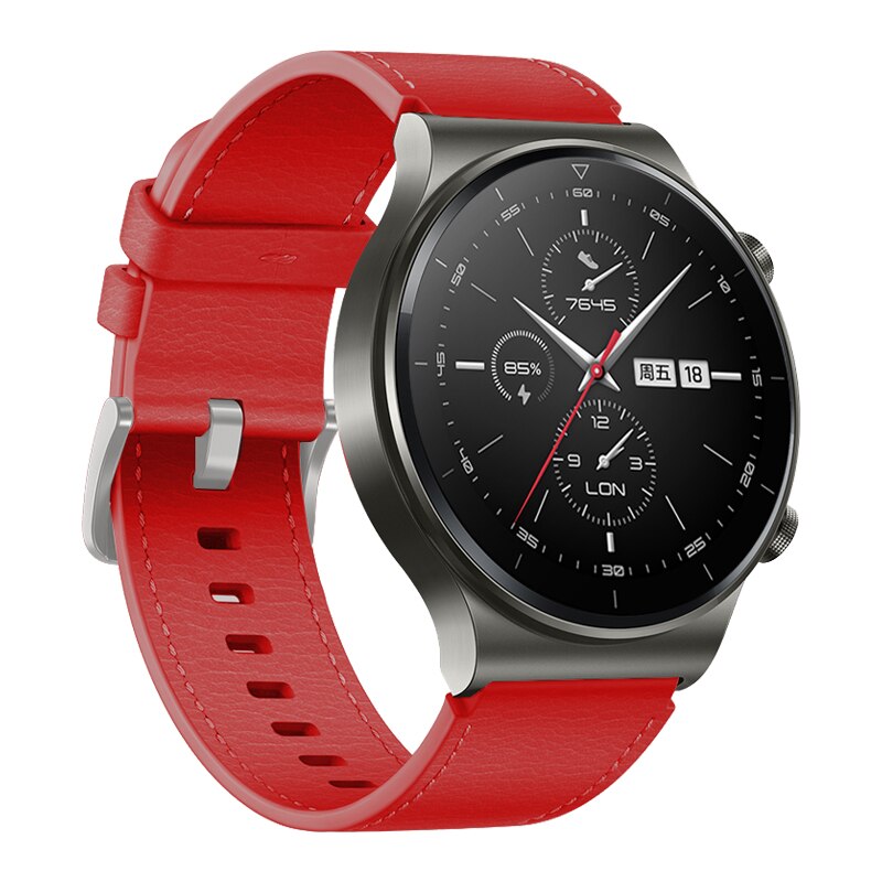 Fifata Lederen Band Voor Huawei Horloge Gt 2 Pro Band Vervanging Polsband Armband Voor Huawei GT2 Pro Smart Horloge accessoires: Rood