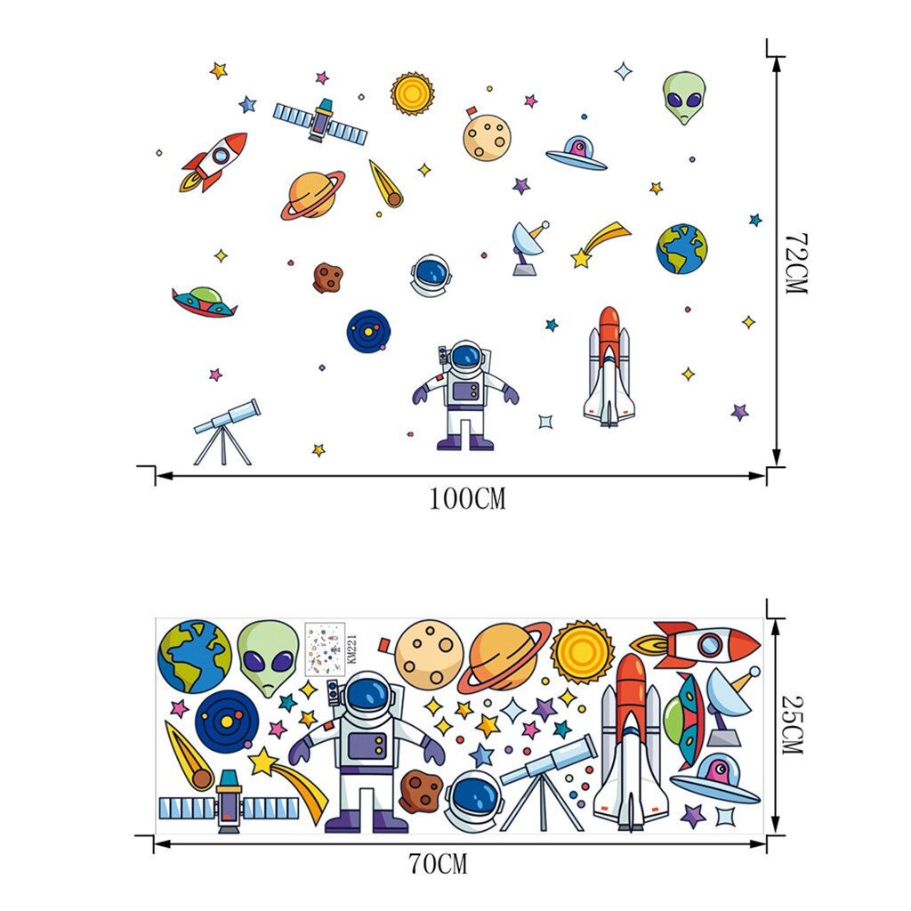 wall stickers Space spaceship alien alien rocket robot Decorative cartoon children's room wall decoration Wall Window Decoration: Default Title