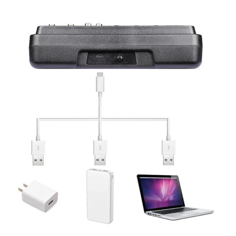Wyw 4- kanal tragbares digitales audiomischpult mit soundkarte, bluetooth, usb , 48v und phantomspeisung für dj-pc-aufnahmen