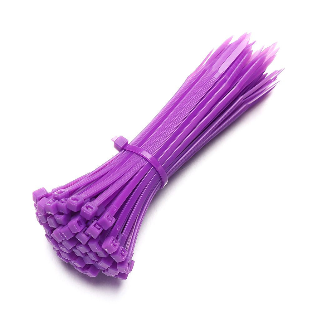 100pcs Self-Locking Nylon Wire Cable Zip Ties Cable Ties Organiser Fasten Cable Ties assorted Industrial Supply Fasteners: Purple