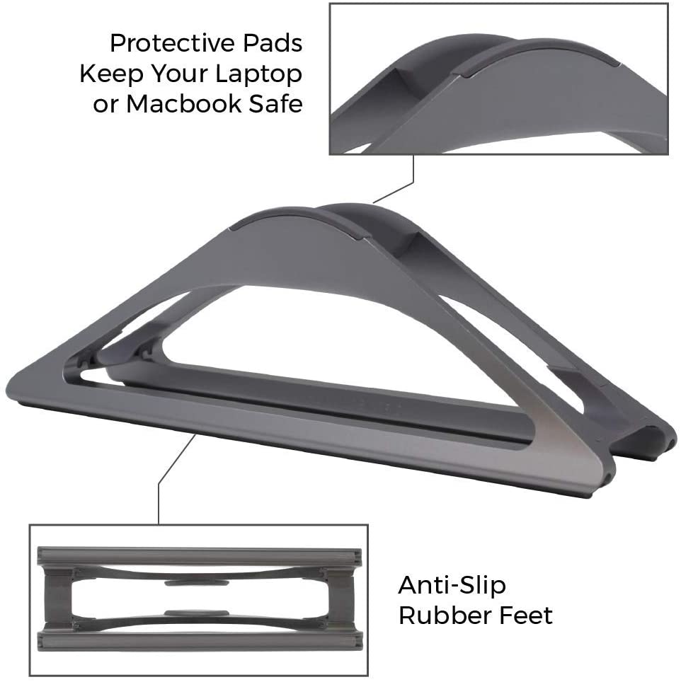 Space-Saving Vertical Desktop Stand for MacBook Air/Pro 16 13 15, iPad Pro 12.9, Chromebook and 11 to 17-inch Laptop