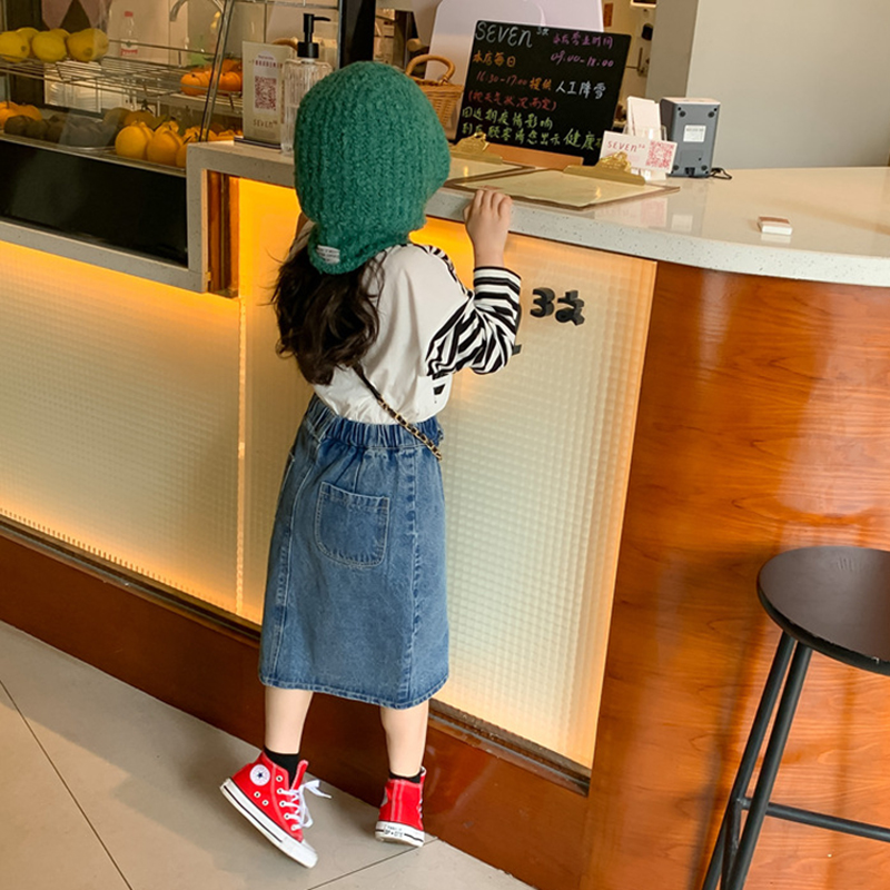 Falda vaquera para niña, falda larga de algodón con corte en A, ropa Vintage para niño de 2 A 8 años, primavera y otoño