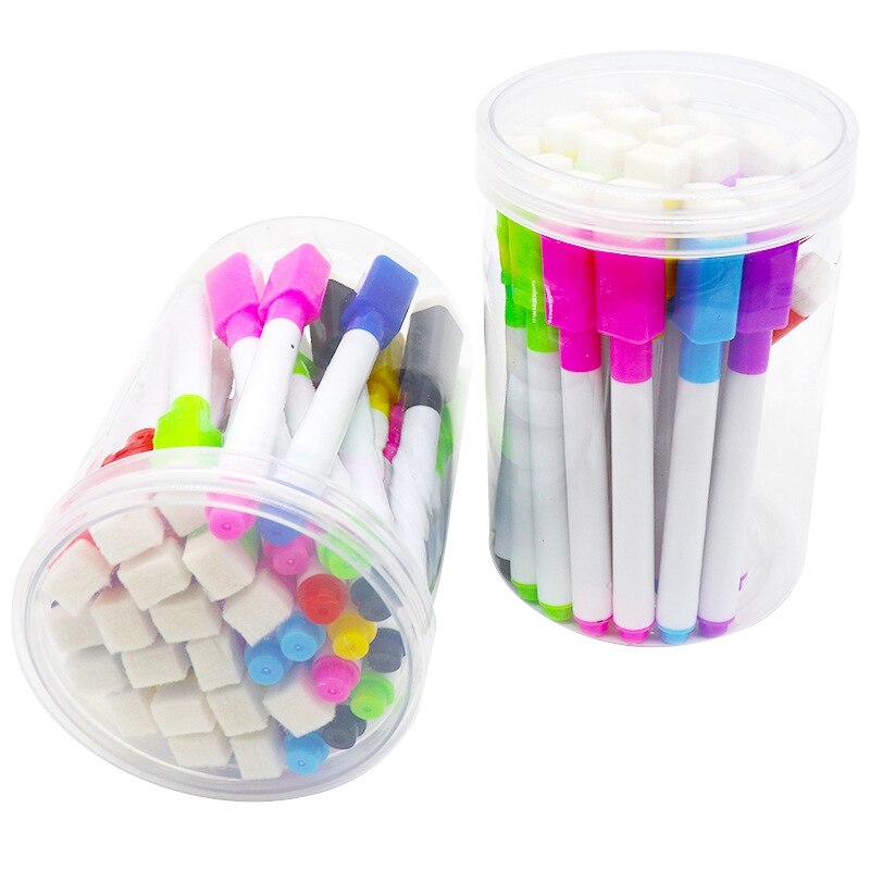 24 Pck of Erasable Whiteboard Pens with Tape Brushes 8-Color Ink Buckets Children's Drawing and Writing Pens