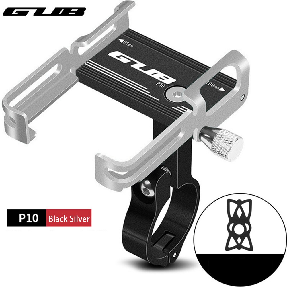 GUB P10 P20 P30 G81 G-81 - 81 Bike Phone Holder 3.5 7.5 inch Device Bicycle Phone Stand Scooter Moto Mount Handlebar Clip: GUB P10 Black Silver