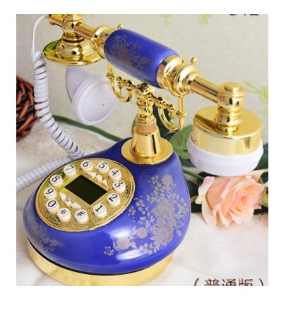 Antieke vintage stijl knop keramische telefoon draaischijf bureau telefoon woondecoratie rode antieke vintage vaste telefoon antieke keramische: Blauw