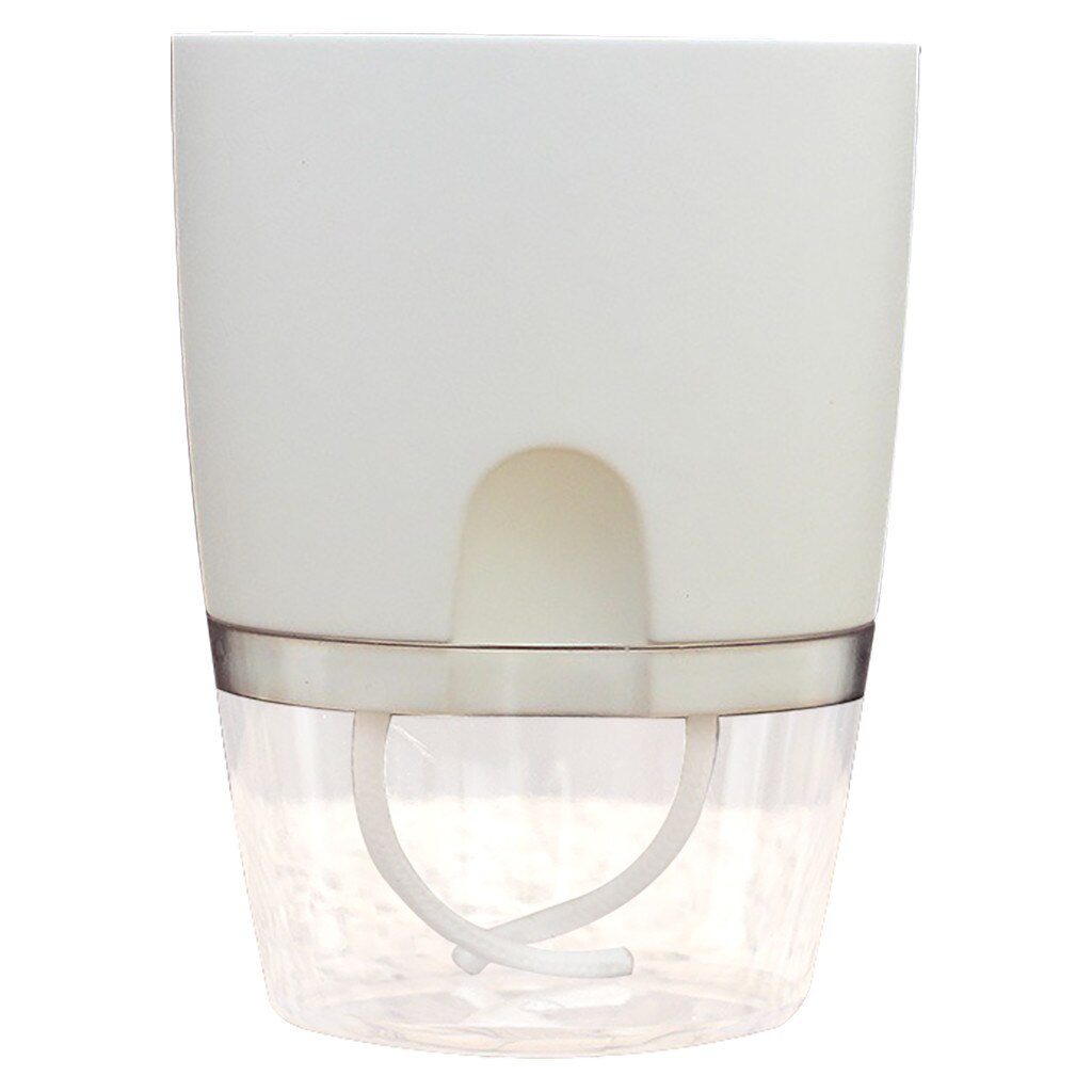 Plastic Watering Planter Handmade Self Watering Plant Flower Pot With Auto Water Container Home Garden Decor Round Flowerpot: White