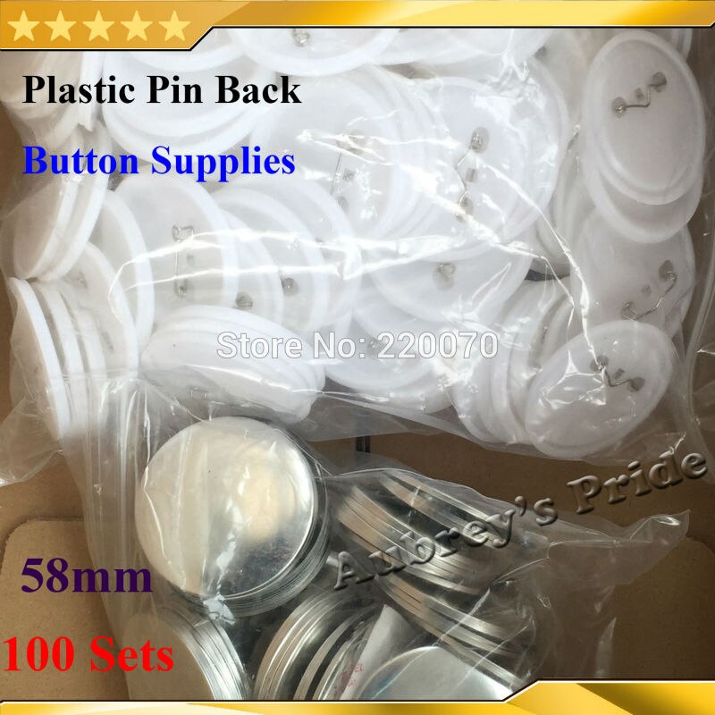 100 Sets 2-1/4 &quot;58mm Plastic Pin Back Button Supply Materialen voor Badge Button Maker