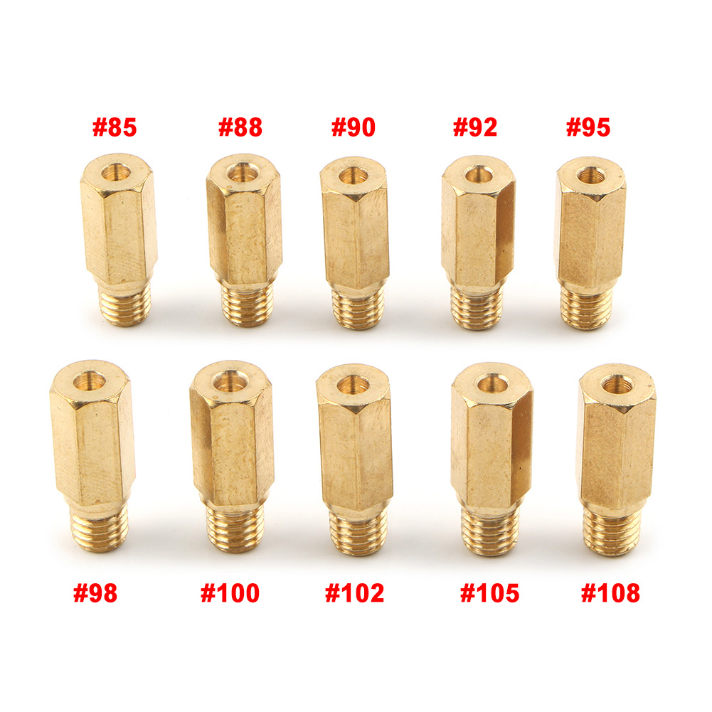 10 stks/set M5 Jets Belangrijkste Carburateur 85 88 90 92 95 98 100 102 105 108 Voor OKO/KOSO/PWK/BD/CRS/FCR/FCR-MAX/PD/PE/