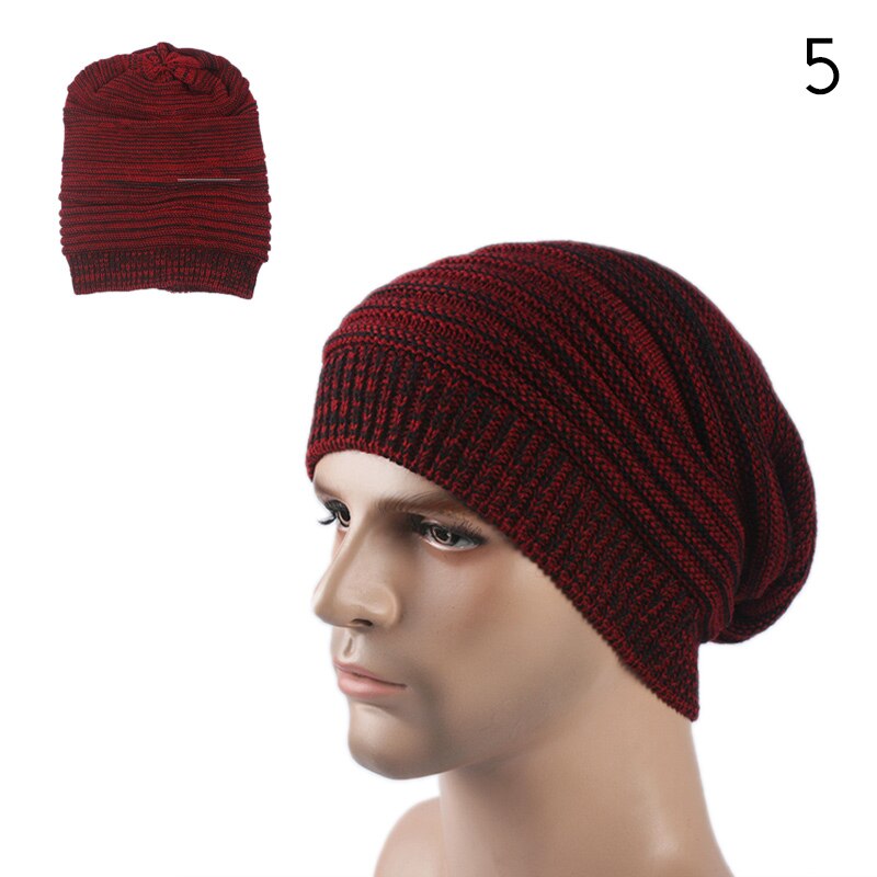 Stripete baggy skullies lue luer for menn vinterlue dame utendørs lue dame myk varm strikket lue for gutter ttm-czx 9: 5