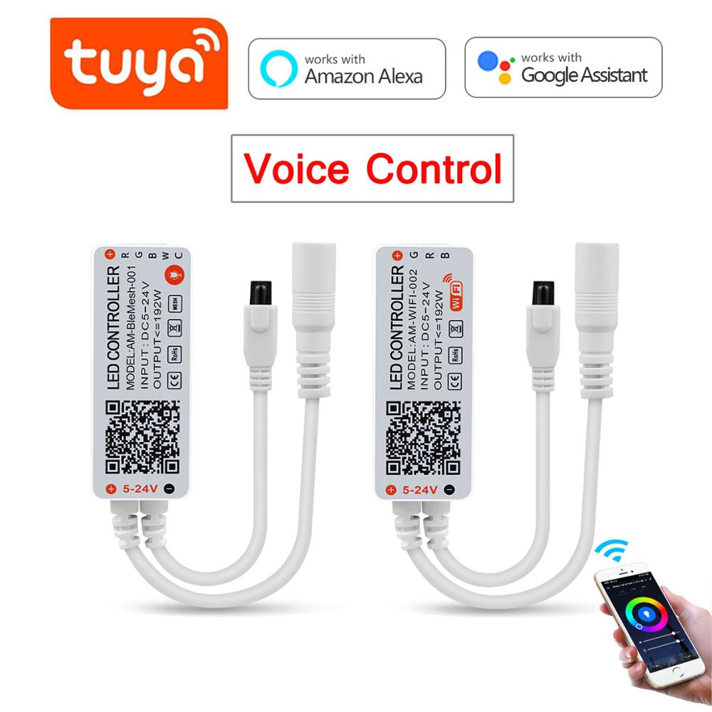 Tuya Smart Leben WiFi LED Controller Rgbw Voice Control Für Alexa Google Home Led Strip12V Licht Musik Smart Lampe Fernbedienung control