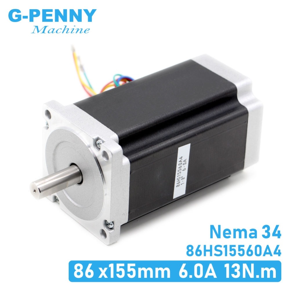 NEMA 34 silnik krokowy cnc 86X155mm 13 nm 6A średnica 14mm Nema34 silnik krokowy 1700 uncji dla grawerka cnc wysoki za chwilę obrotowy