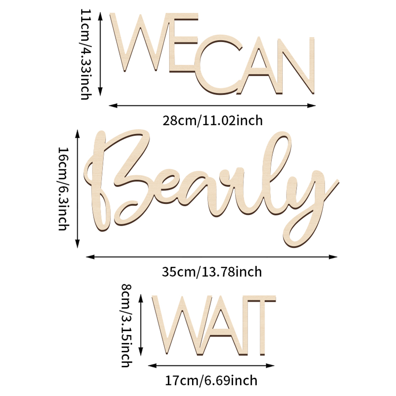 YOMDID We Can Bear Wait Baby Shower decorativo Letter Sign Banner Hanging Gender Reveal segno in legno Hanging Birthday Party puntelli: Default Title