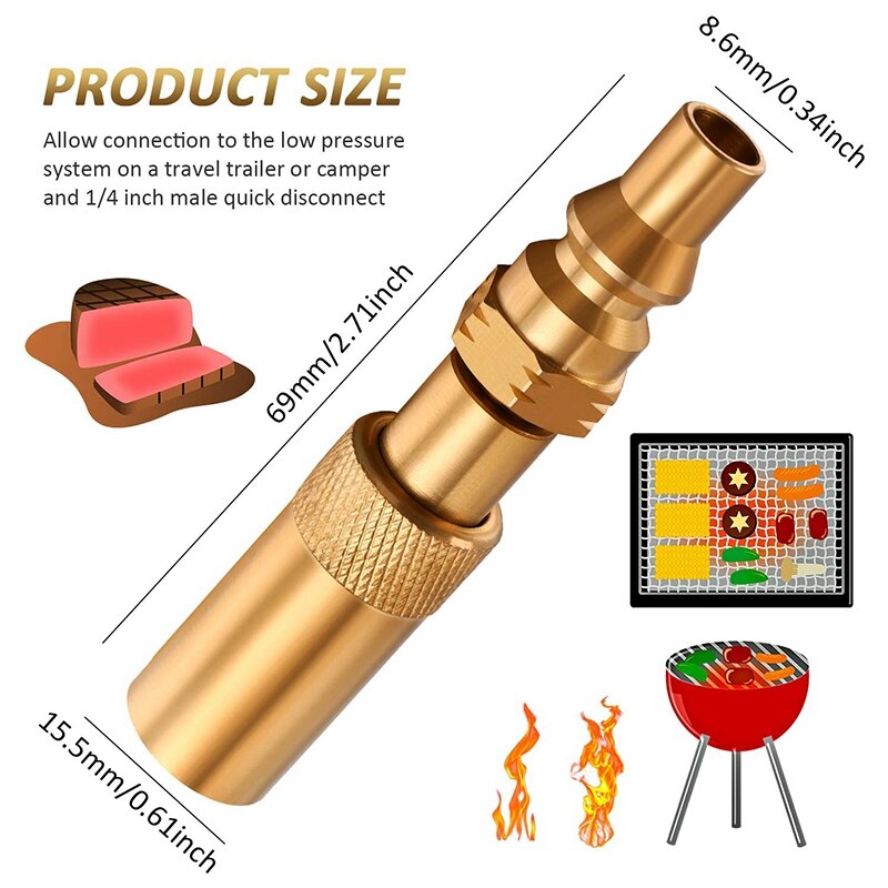 1/4 Inch Low Pressure Quick Disconnect Or Connect Conversion Fitting Works for Blackstone Tabletop Grill, 17 Inches and 22 Inche