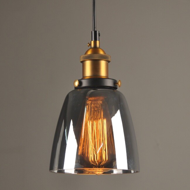 Jahrgang Anhänger Lichter Glas Anhänger Lampen Dachgeschoss Industrie Hängen Lampe rauchig Grau Lamparas De Techo Colgante Moderne Glanz Pendent: rauchig grau-A 14CM