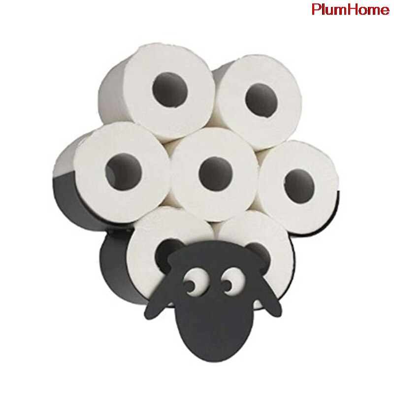 Portarrollos de papel higiénico de oveja, cesta de papel higiénico montada en la pared, completamente
