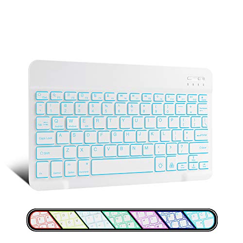 Ultra-Slanke Draadloze Bluetooth Toetsenbord 7 Kleuren Backlit Universele Oplaadbare Toetsenbord Compatibel Met Ios Android Windows: white backlit